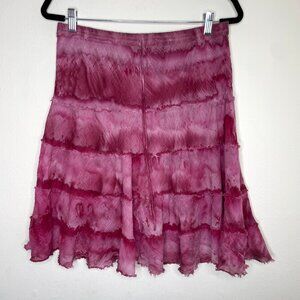Tie-Dye Ruffle Tiered Pink Cotton Skirt XL By Compagnie Nouvelle Boho Fairy